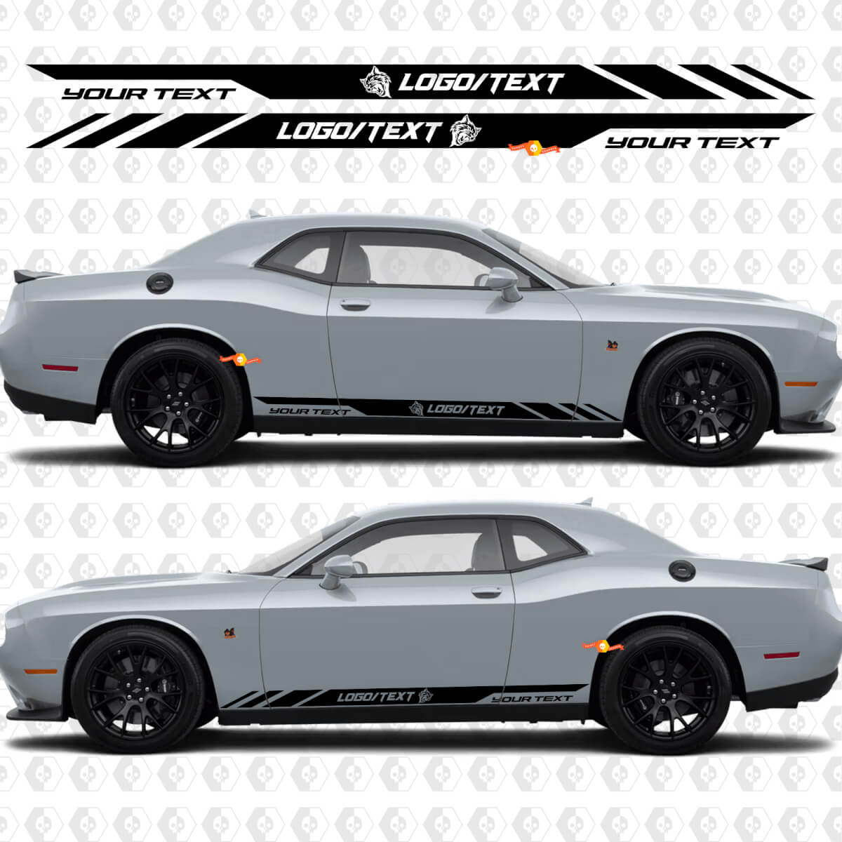 Adesivo in vinile a strisce stile Wildcat personalizzate per parafanghi Dodge Challenger