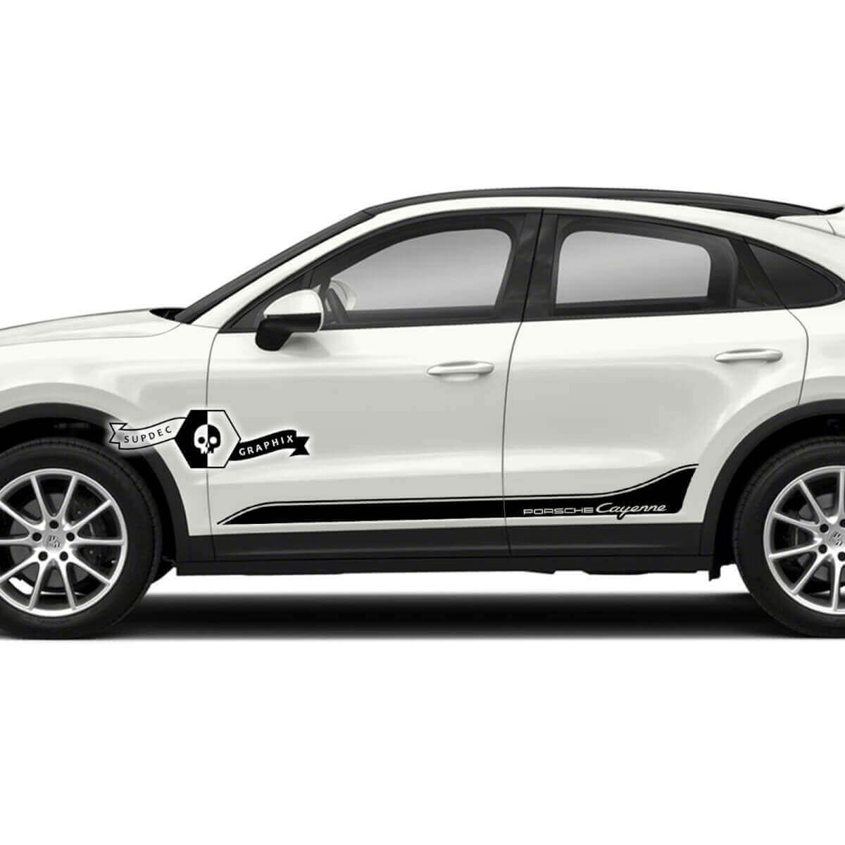 Adesivi a striscia laterale per pannelli battitacco in 2 pezzi per Porsche Cayenne 2023