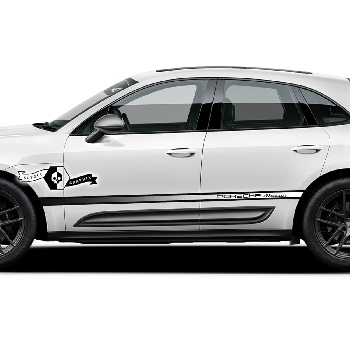 2x Porsche 2023 Porsche Macan T Letto laterale Strisce Adesivi per porte Colore sfumato
