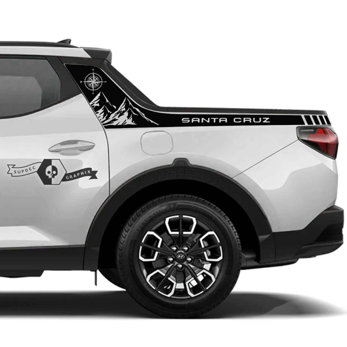 Coppia di adesivi in vinile per fiancata cassone Mountain Style per Hyundai Santa Cruz