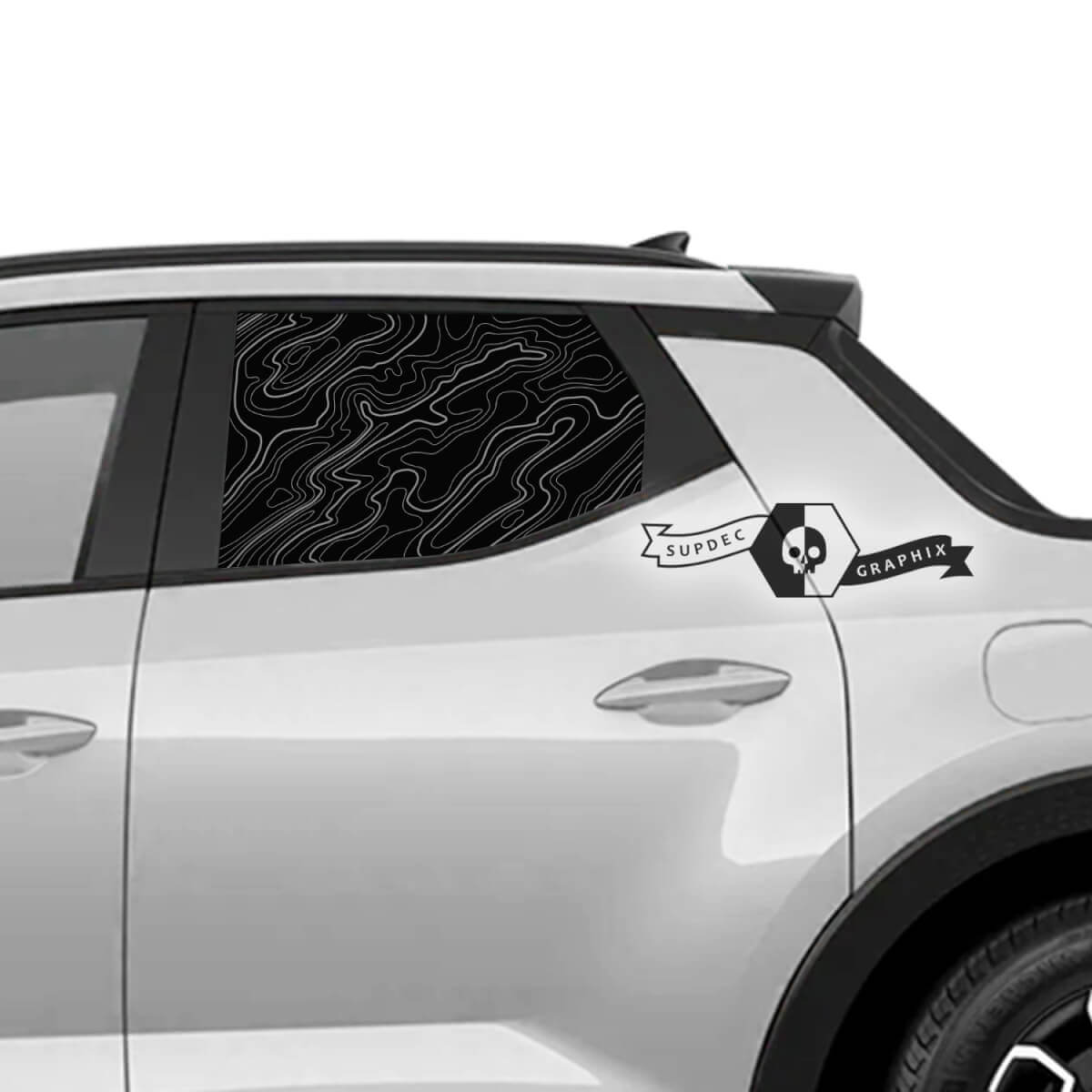 Adesivi in vinile con mappa del contorno per finestrino laterale posteriore Hyundai Santa Cruz