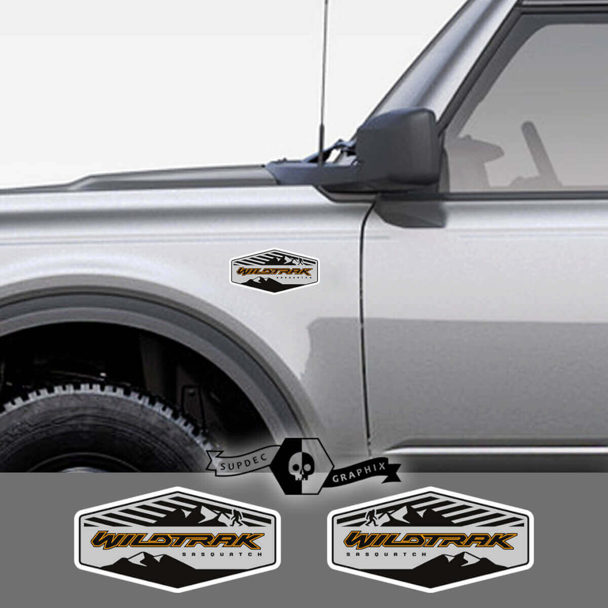 Adesivo in Vinile con Emblema a Striscia Sasquatch Mountain per Musclecar Bronco Wildtrak