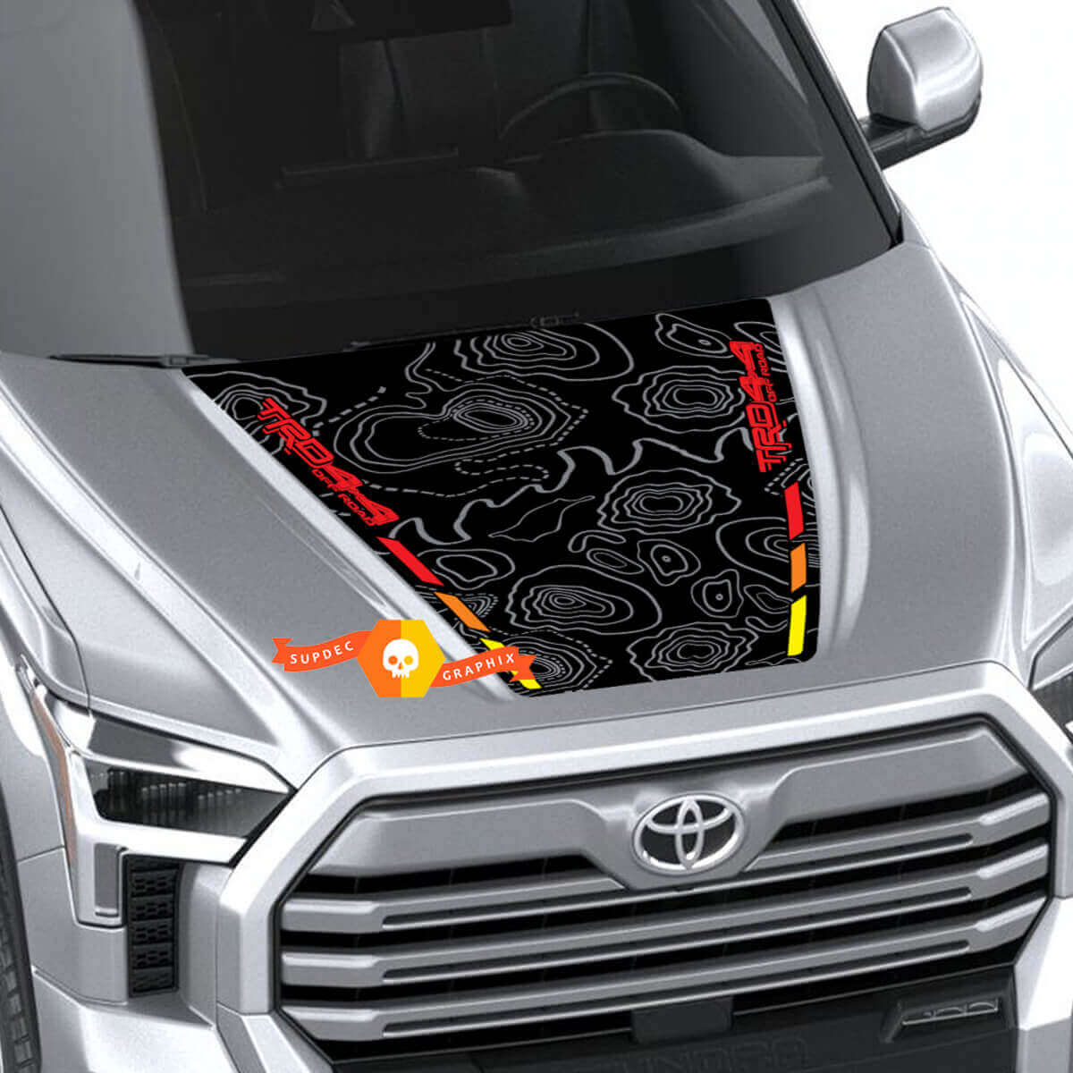 Mappa Topografica Cofano TRD 4X4 Off Road Wrap Decal Adesivo Grafica 2 per Toyota Tundra Terza generazione XK70 2021