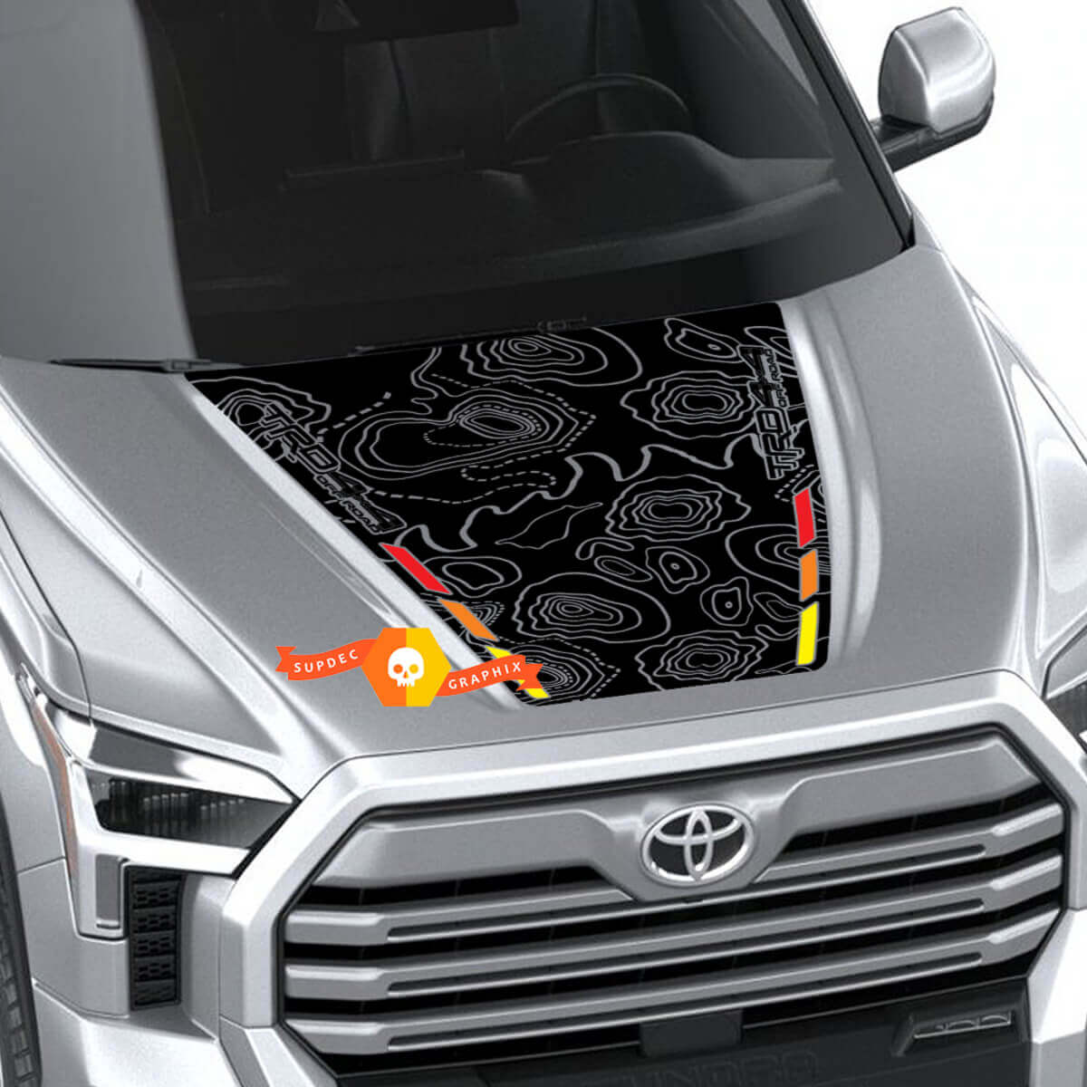 Adesivo in Vinile per Cofano Stile Vintage Mappa Topografica per Toyota Tundra Gen 3