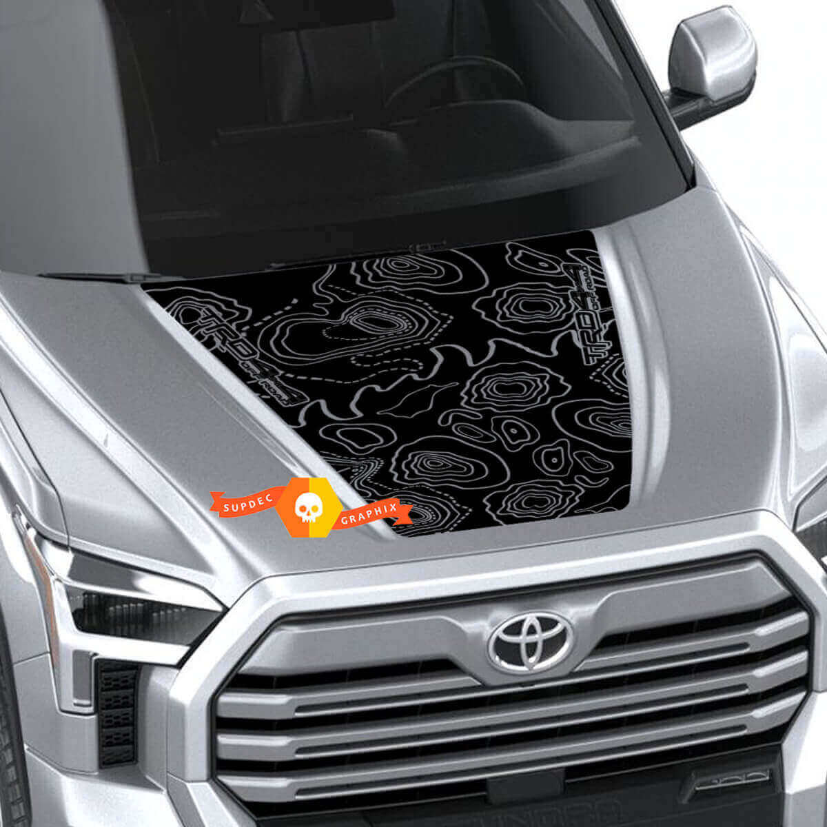Adesivo in Vinile con Mappa Topografica Stile TRD per Cofano Toyota Tundra 2021+