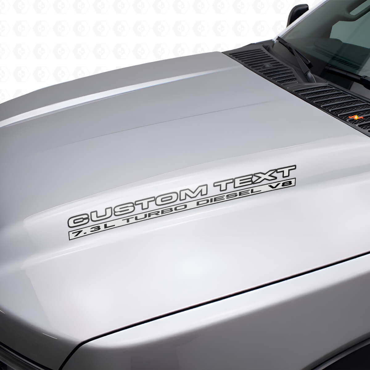 Adesivo Vinile da Cofano con Lettere a Contorno per Turbo Diesel V8 7.3L per Musclecar e camion