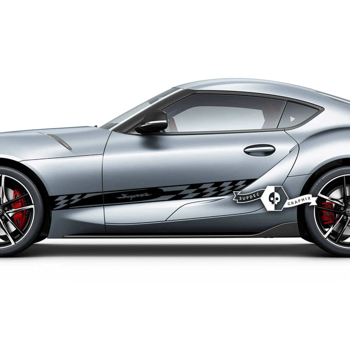 Toyota Supra MKV A90 A91 Strisce a scacchi laterali per porte Grafica Adesivi Decalcomanie
