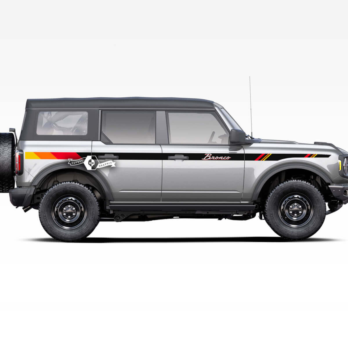 Coppia di porte Up Side Stripes Old School Sunset Decalcomanie Adesivi per Ford Bronco 2021 2022 2023
