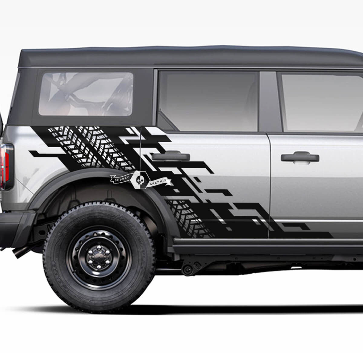 Coppia di Porte Letto Laterale Parafango Grafica Geometrica Splash Decalcomanie Pista di Pneumatici Adesivi per Ford Bronco 20212022 2023
