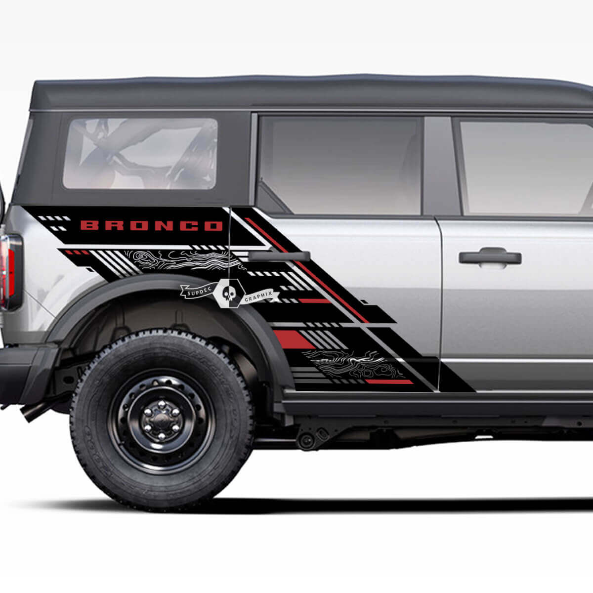 Coppia Porte Laterali Letto Fender Grafica Splash Decals Adesivi 2 Colori Ford Bronco 20212022 2023
