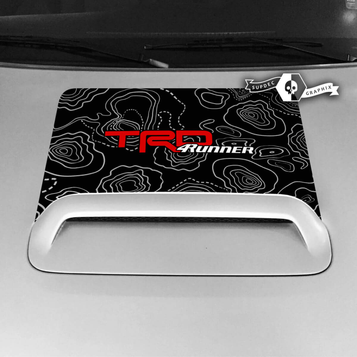 Toyota 4runner TRD Hood Scoop adesivo grafico mappa topografica 3 colori 2020 2021 2022 2023
