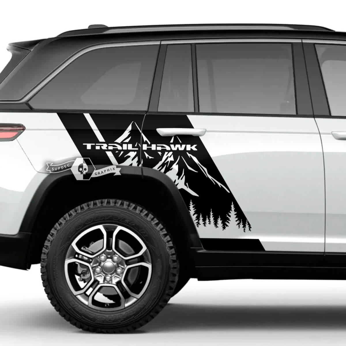 Jeep Grand Cherokee Trackhawk Letto Fender Forest Mountain Kit Vinile Adesivo Decalcomania Grafica
