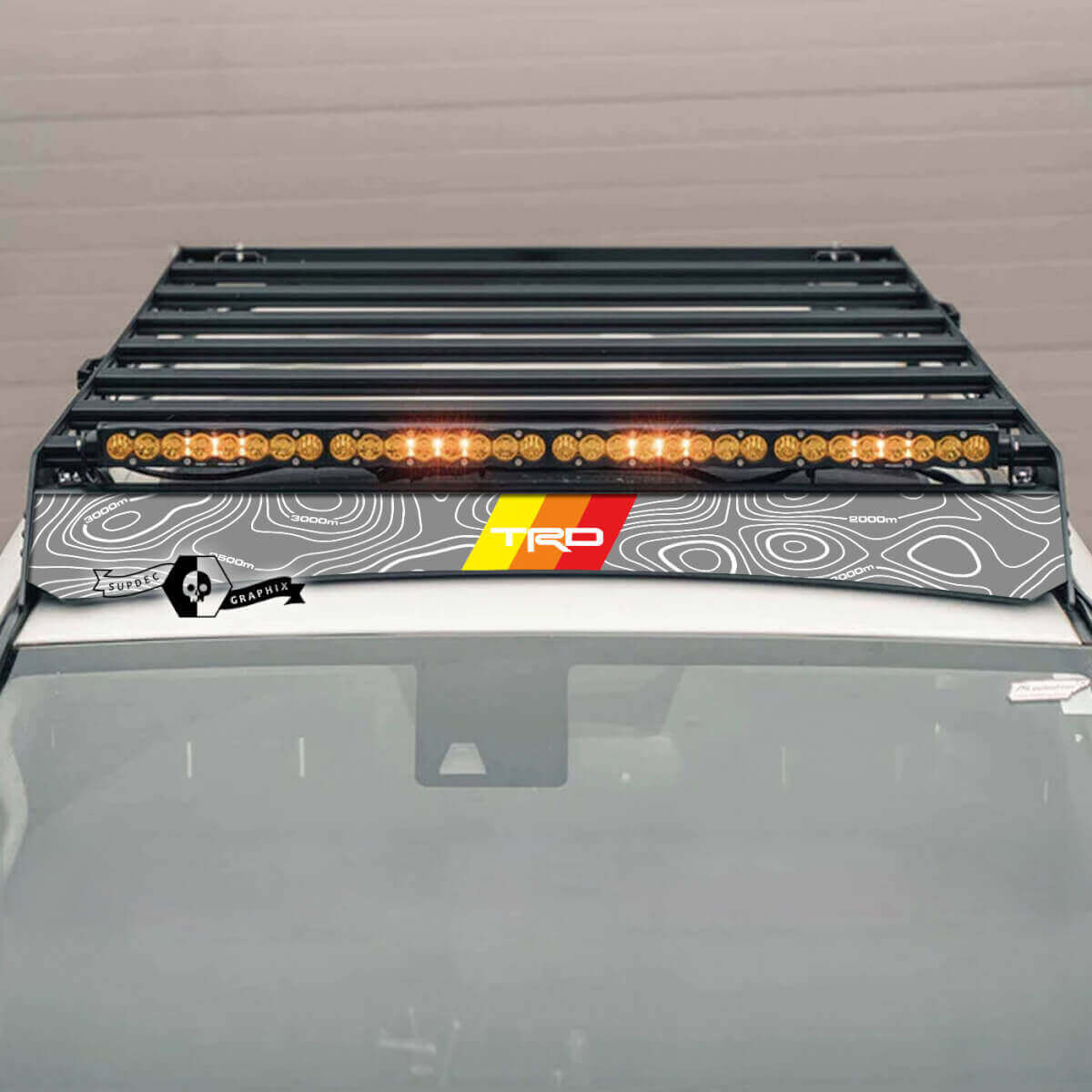 Adesivo in vinile per portapacchi da tetto in stile vintage topografico TRD per Toyota 4Runner 2014-2023