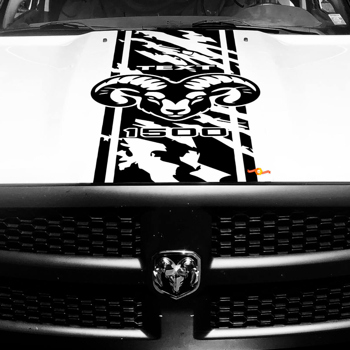 Adesivo in Vinile Stile Sbiadito Hemi con Striscia per Cofano Dodge Ram 1500