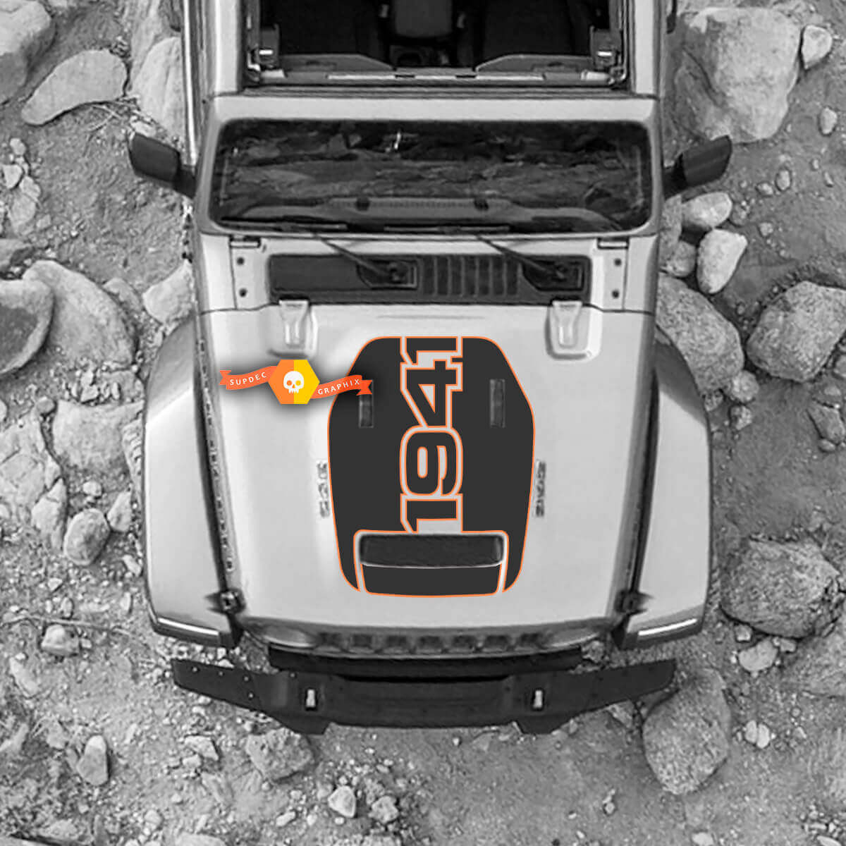 Hood For 2021 2022 2023 Jeep 1941 Edition Wrangler Rubicon Grafica adesiva Vinile SupDec Design
