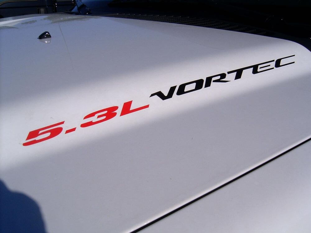Adesivo in Vinile Cofano 5.3L Vortec per Chevrolet Silverado