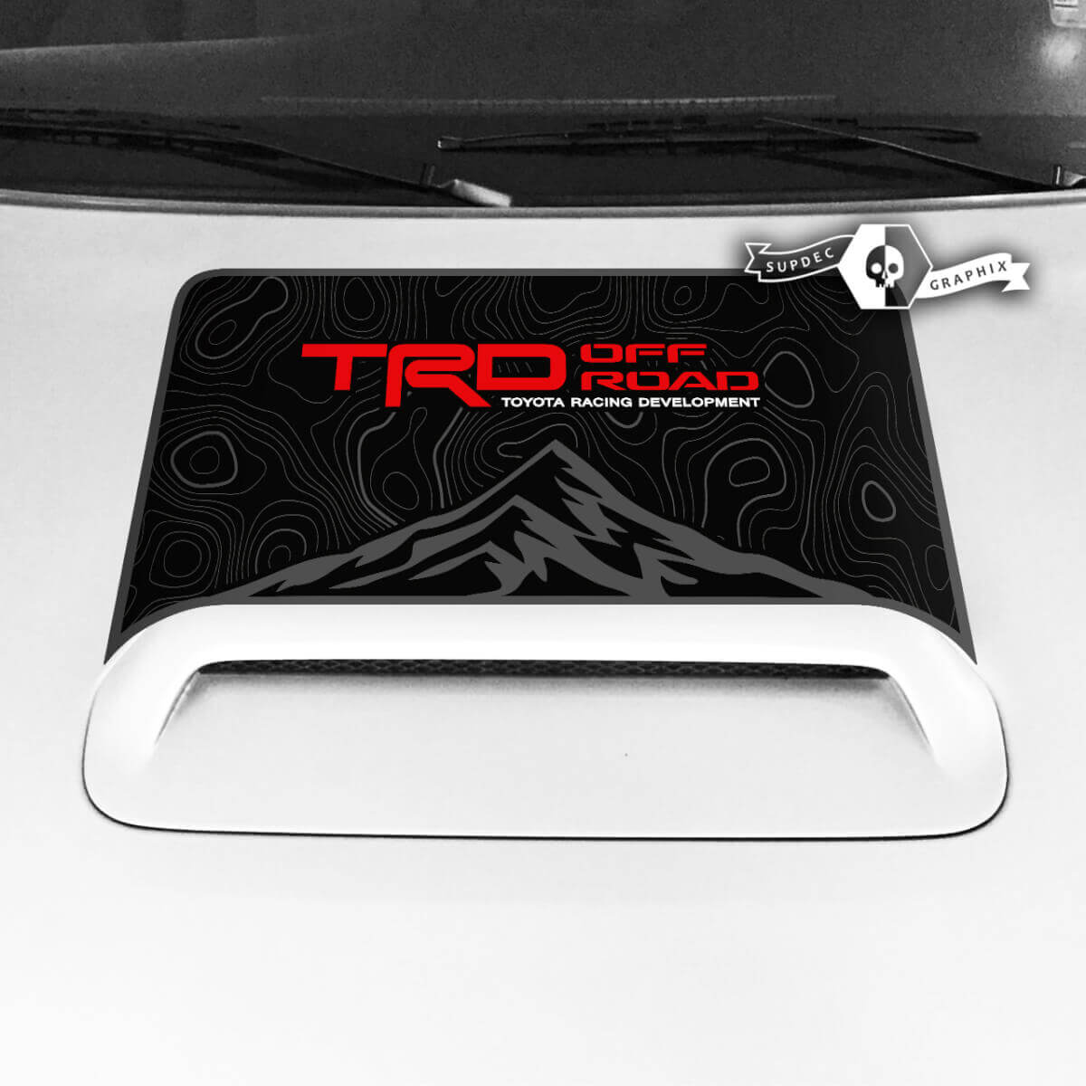 Toyota 4runner TRD Off Road Hood Scoop Adesivo Decalcomania Grafica Montagne Mappa topografica 3 colori 2020 2021 2022 2023
