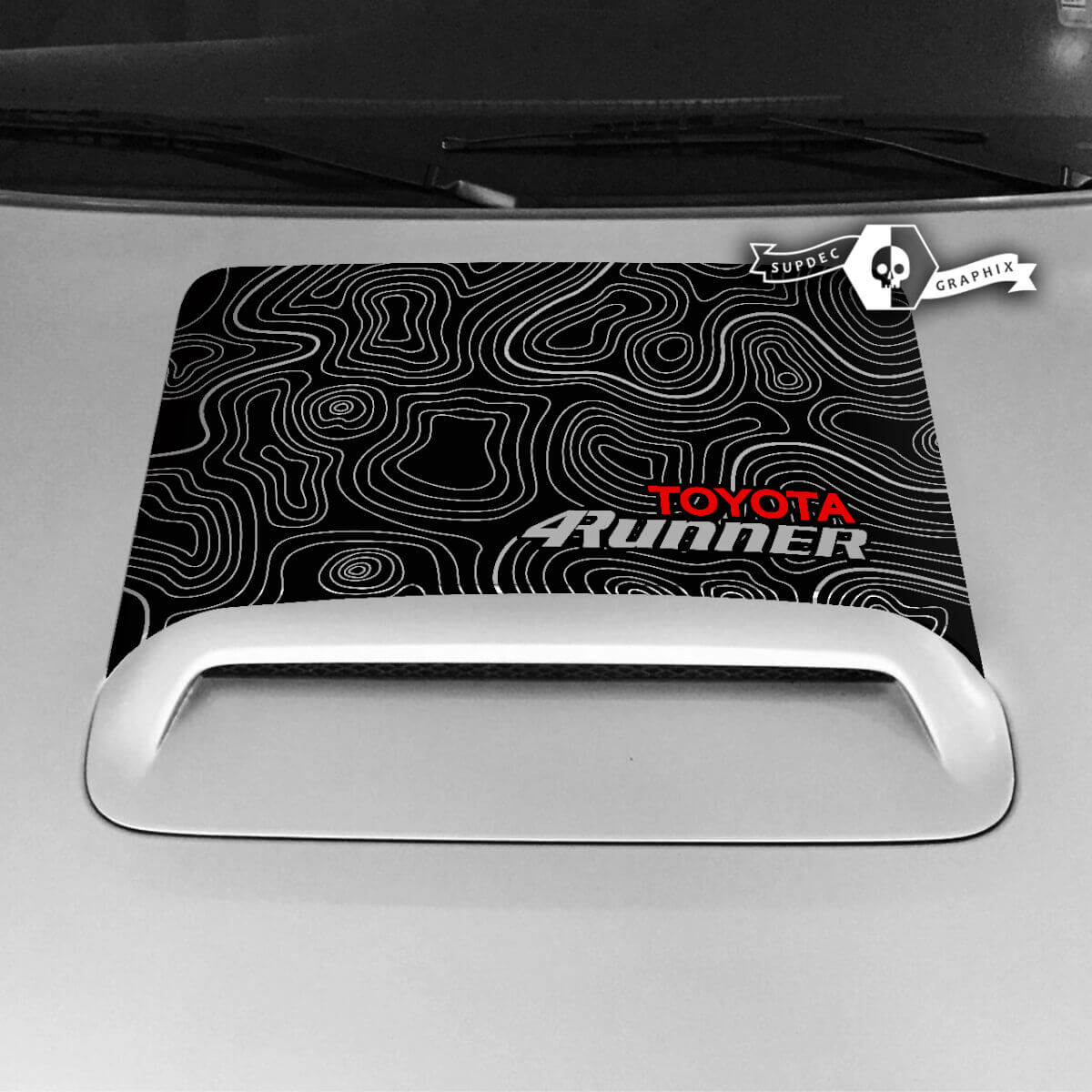 Adesivo in Vinile con Scanalatura Cofano a Mappa Topografica per Toyota 4Runner 2020-2023