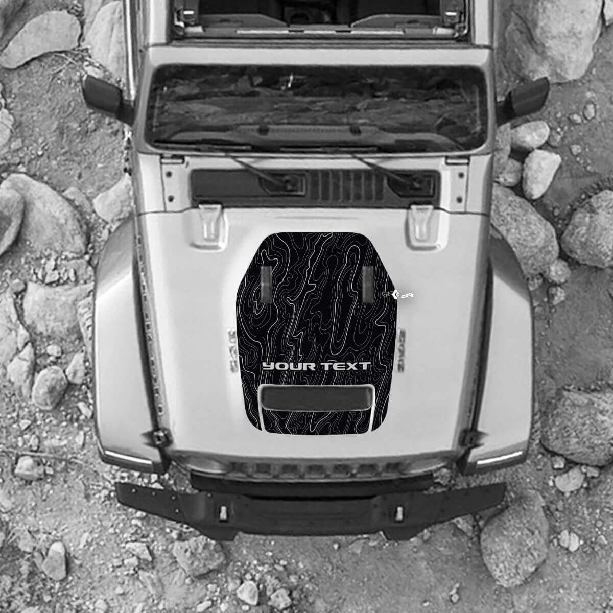 Cappuccio per 2021 2022 2023 Jeep Mountains Wrangler Logo Rubicon Grafica adesiva Vinile SupDec Design
