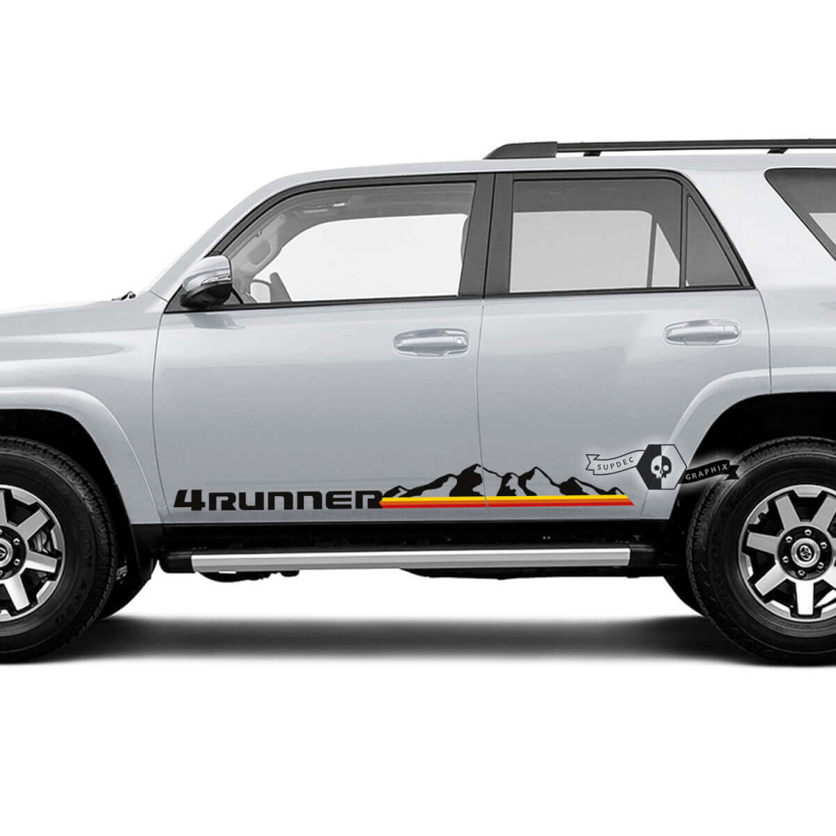 Adesivo in Vinile con Montagne e Strisce Retrò per Porta Laterale Toyota 4Runner 2009-2024