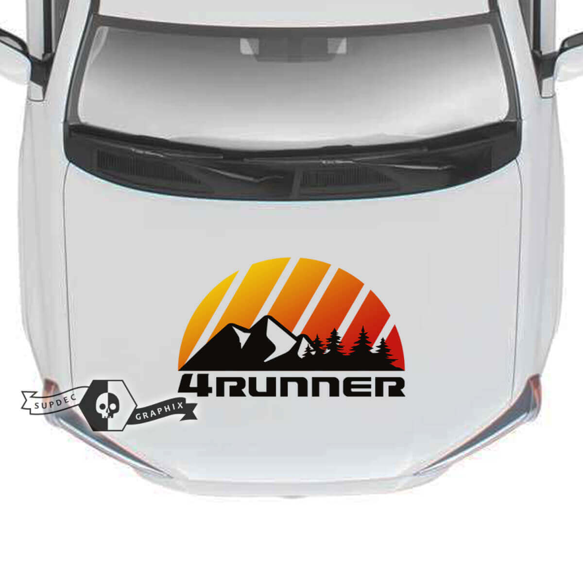 Cappuccio 4Runner 2023 Old School Tramonto Vinile Montagne Foresta Decalcomanie Adesivi per Toyota 4Runner TRD Colori
