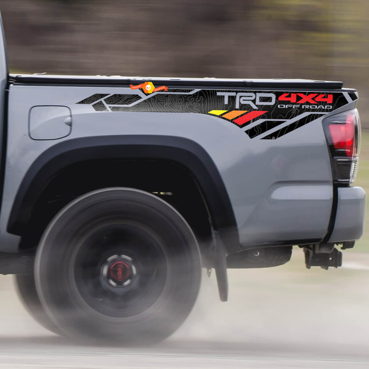 Adesivo in Vinile Laterale Topografico Fuoristrada 4x4 Stile TRD per Toyota Tacoma Tundra