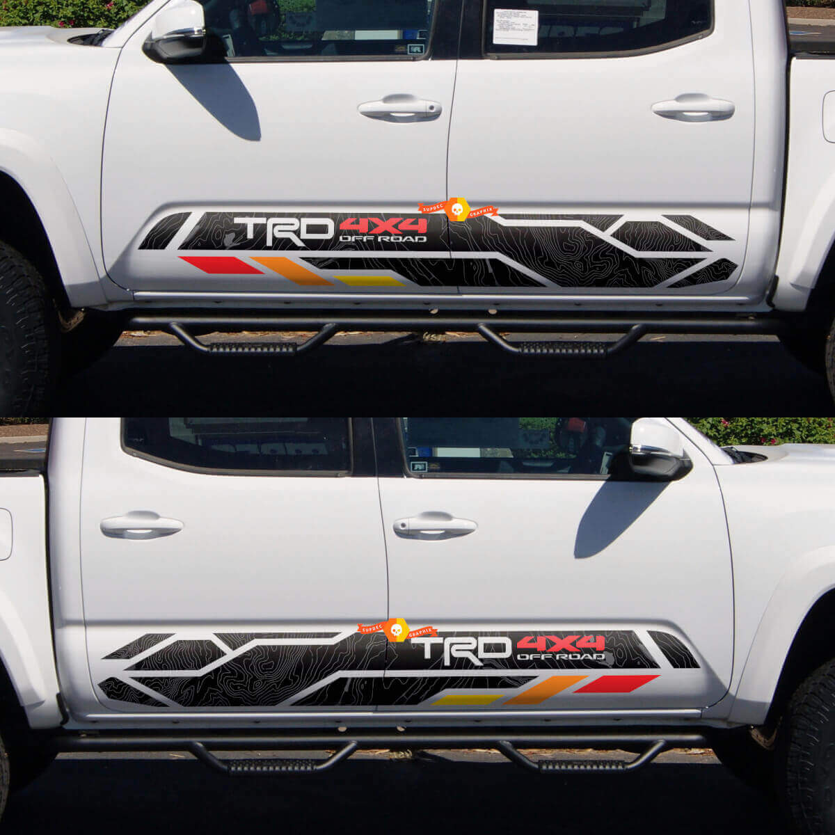 Kit Adesivi in Vinile Topografici per Minigonne Rocker TRD 4x4 Off Road per Toyota Tacoma Tundra