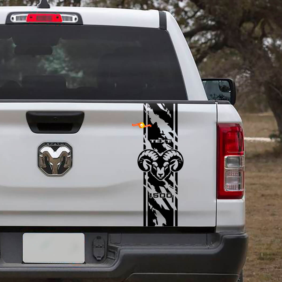 Adesivo in Vinile con Strisce Stile Logorato Hemi per Portellone Dodge Ram 1500