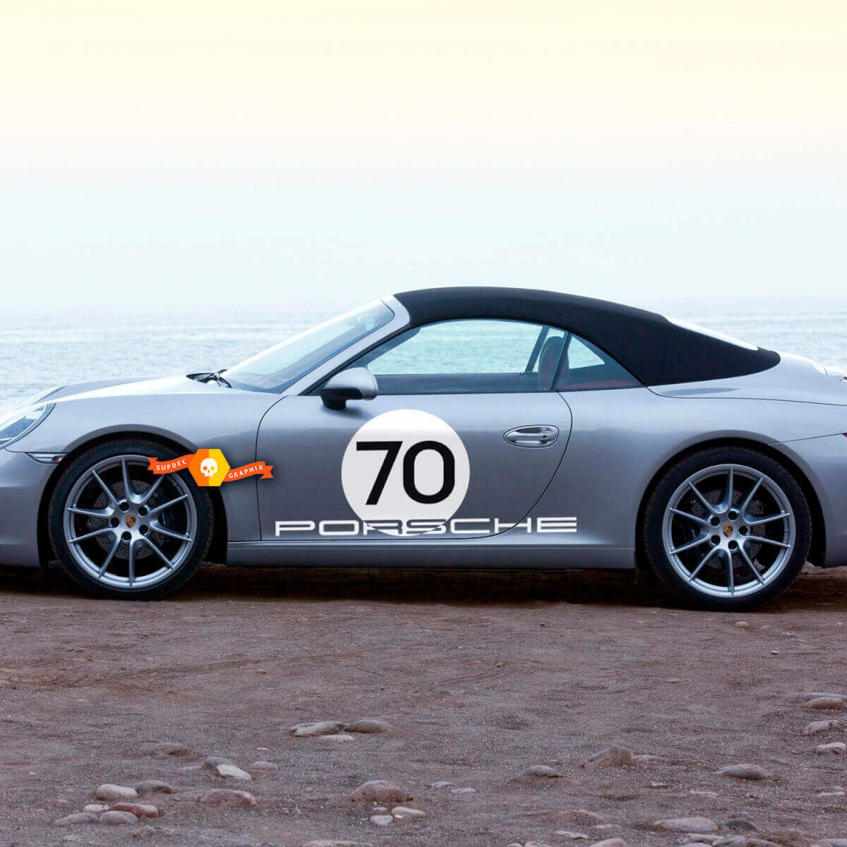 Kit Adesivo Vinile Rotondo Stile Heritage per Porta Laterale Porsche 911 Speedster