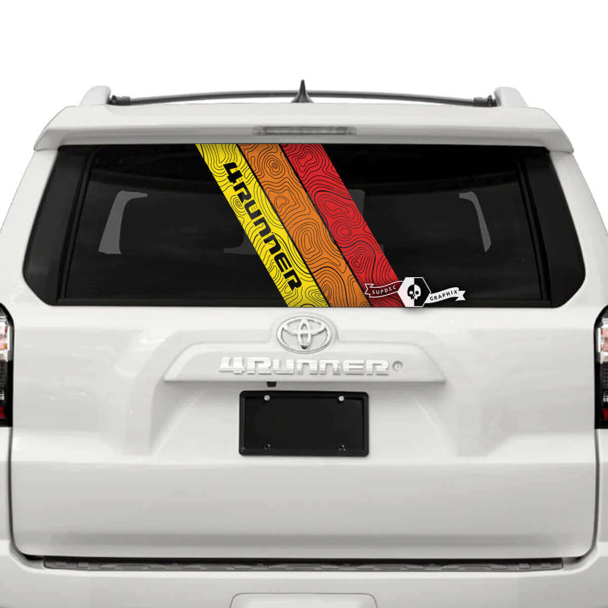 Adesivo in vinile comandi vintage topografici per finestrino posteriore Toyota 4Runner 2013-2023