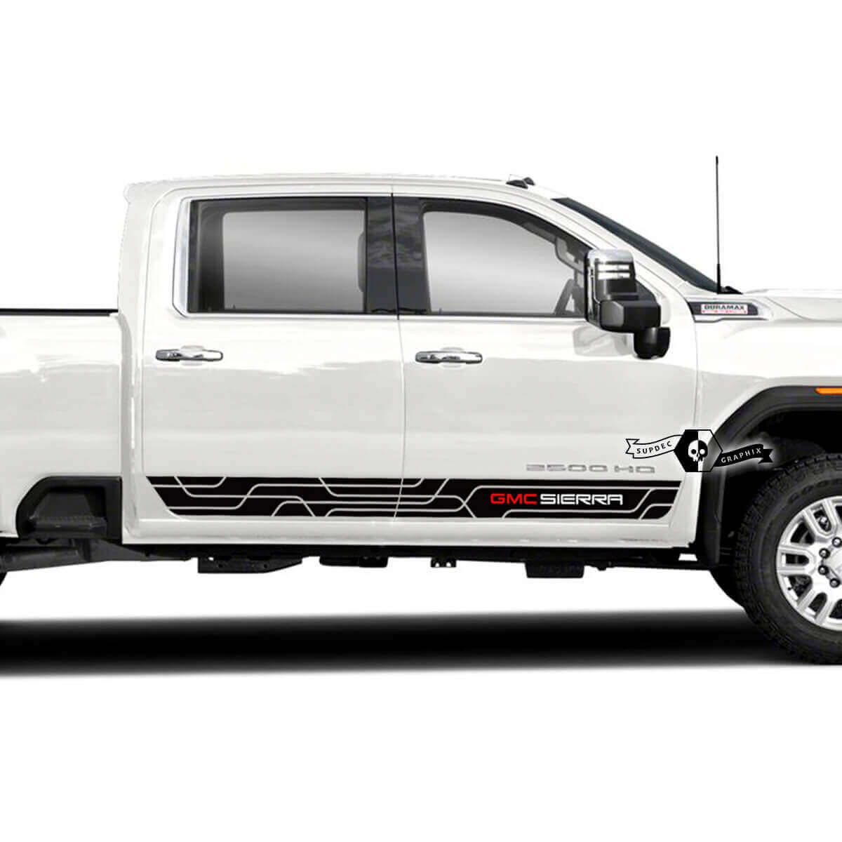 Kit di adesivi in vinile con strisce laterali di marca per GMC Sierra 2500HD