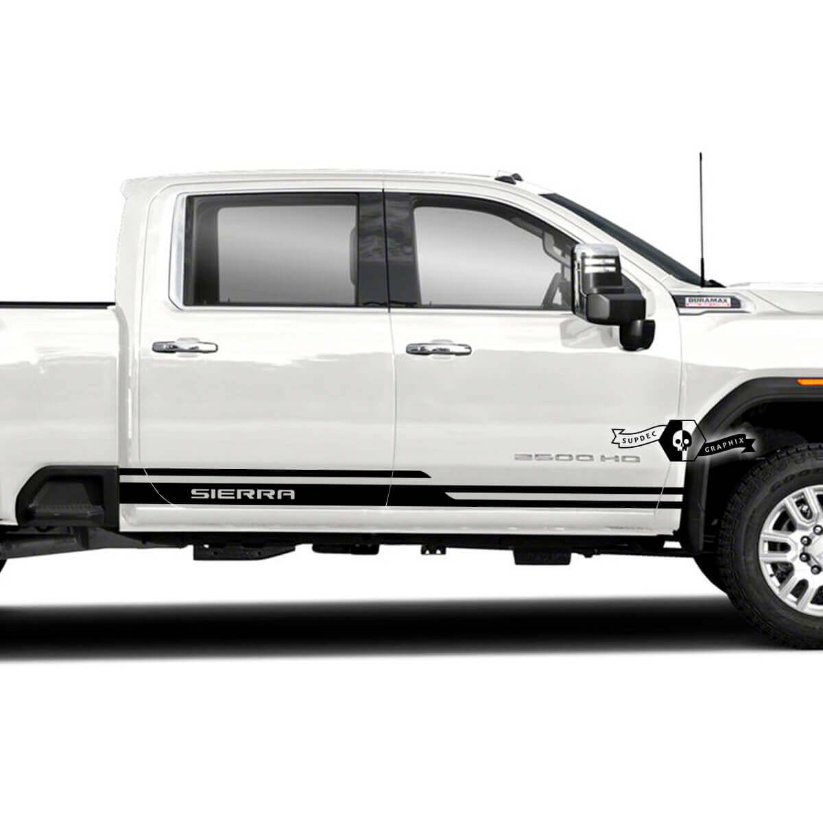 Kit adesivi in vinile con scritte a strisce laterali Sierra per GMC Sierra 2500HD