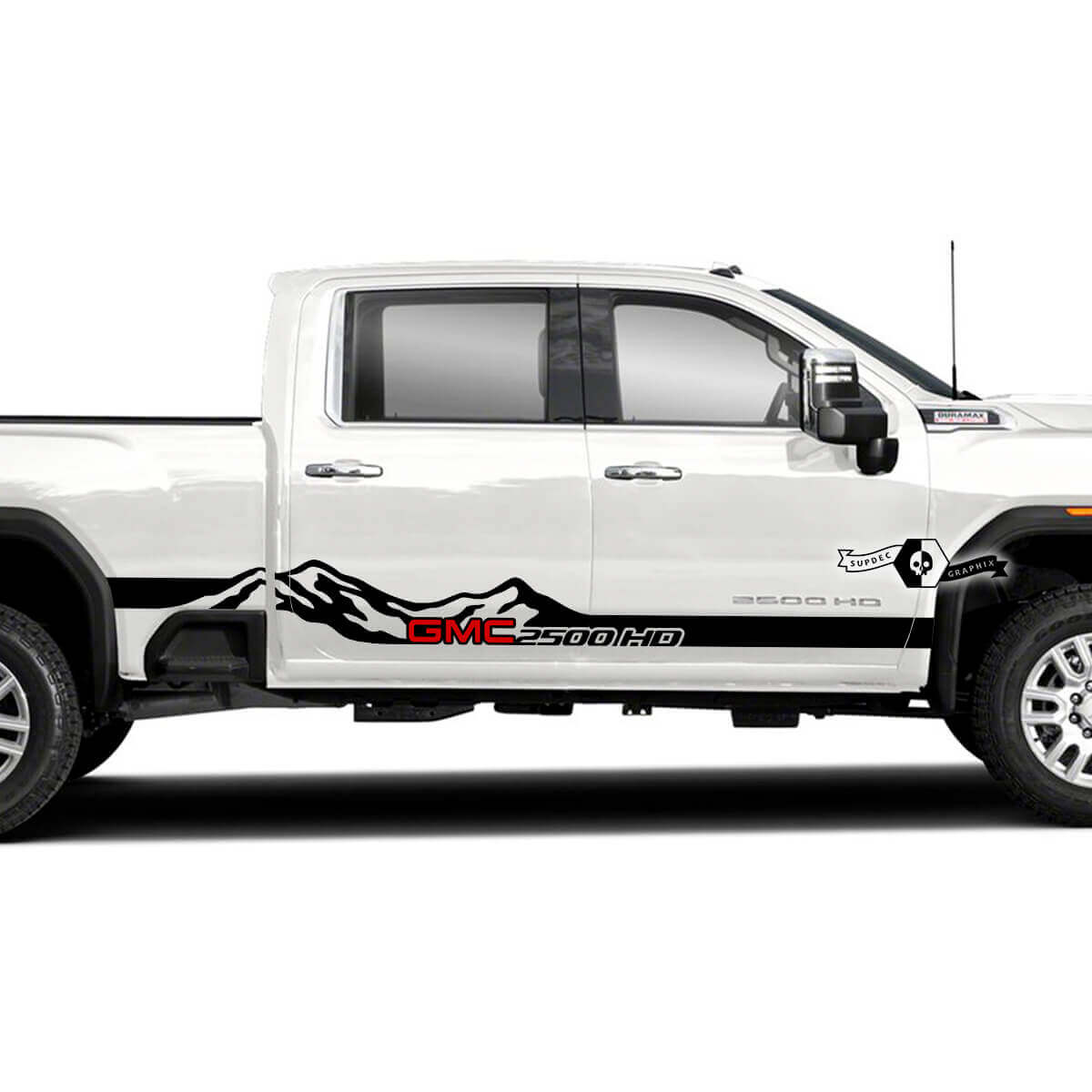 Coppia GMC Sierra 2500HD 2022 Logo laterale Porte di montagna Decal adesivo Stripe in vinile per GMC Sierra Pannello Graphics 2 Colori
