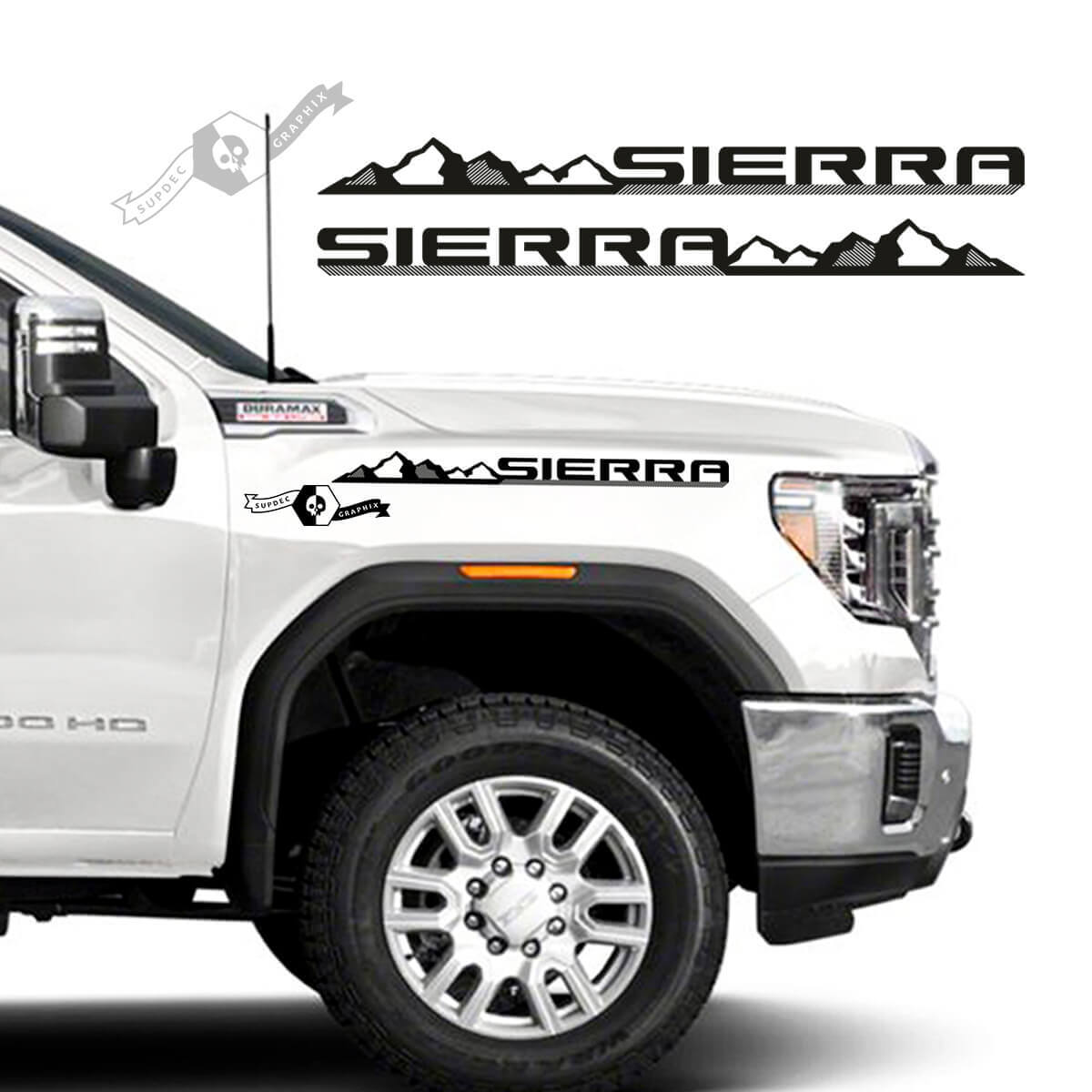 Adesivi in Vinile a Strisce Laterali Mountain Style Coppia per GMC Sierra 2500HD