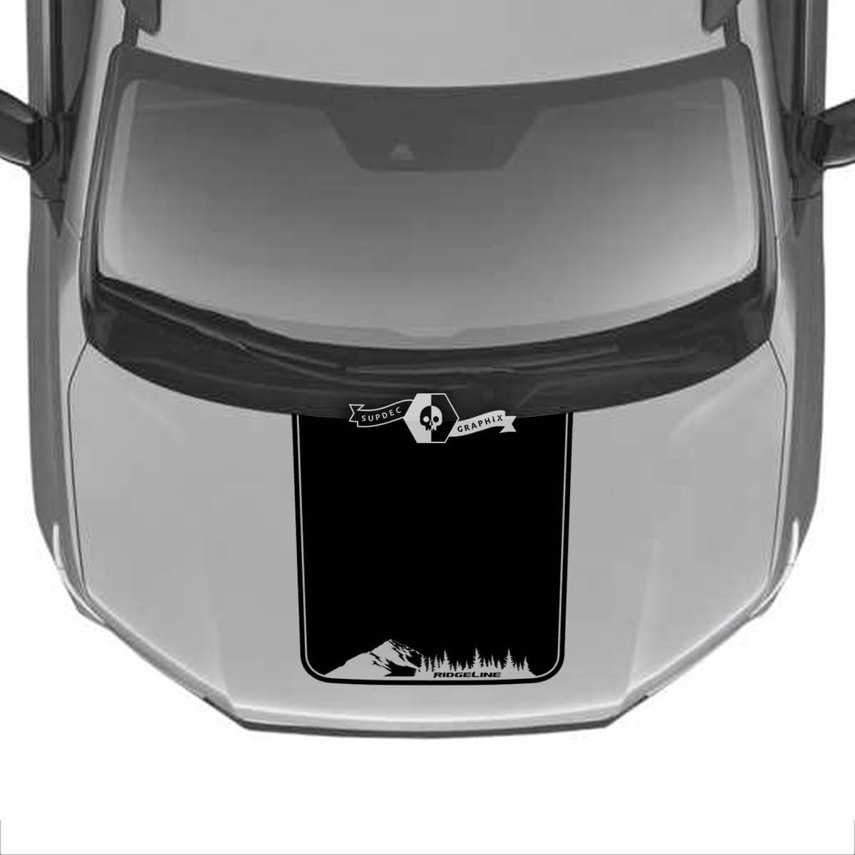 Hood Honda Ridgeline Stripe 2020 2021 2022 2023 Trim Mountains Forest Center Decalcomania in vinile Adesivi Adesivo Grafica SupDec Design
