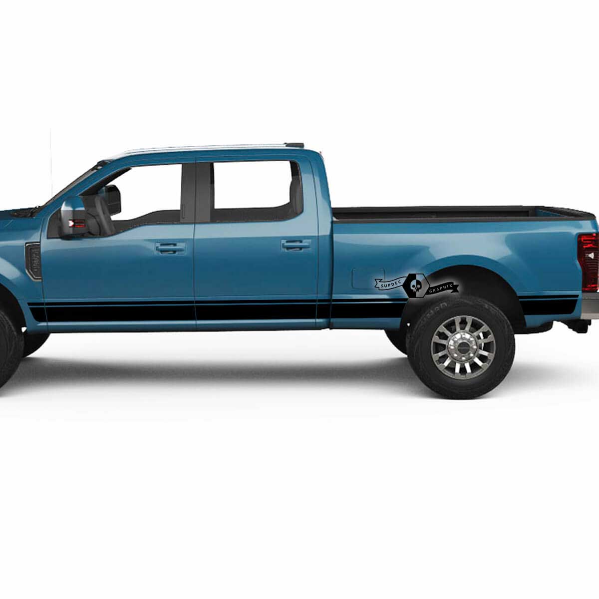 Coppia Musclecar Super Duty 2023 Rocker Panel Stripes Corpo Porte Decalcomanie Adesivi laterali Logo Grafica Vinile
