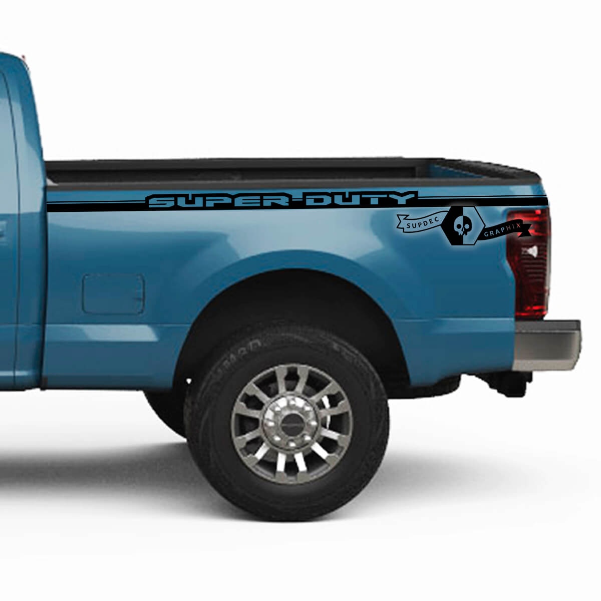 Coppia Ford Super Duty 2023 Lines Logo Letto Fender Up Decalcomanie Strisce laterali Adesivi Grafica Strisce in vinile
