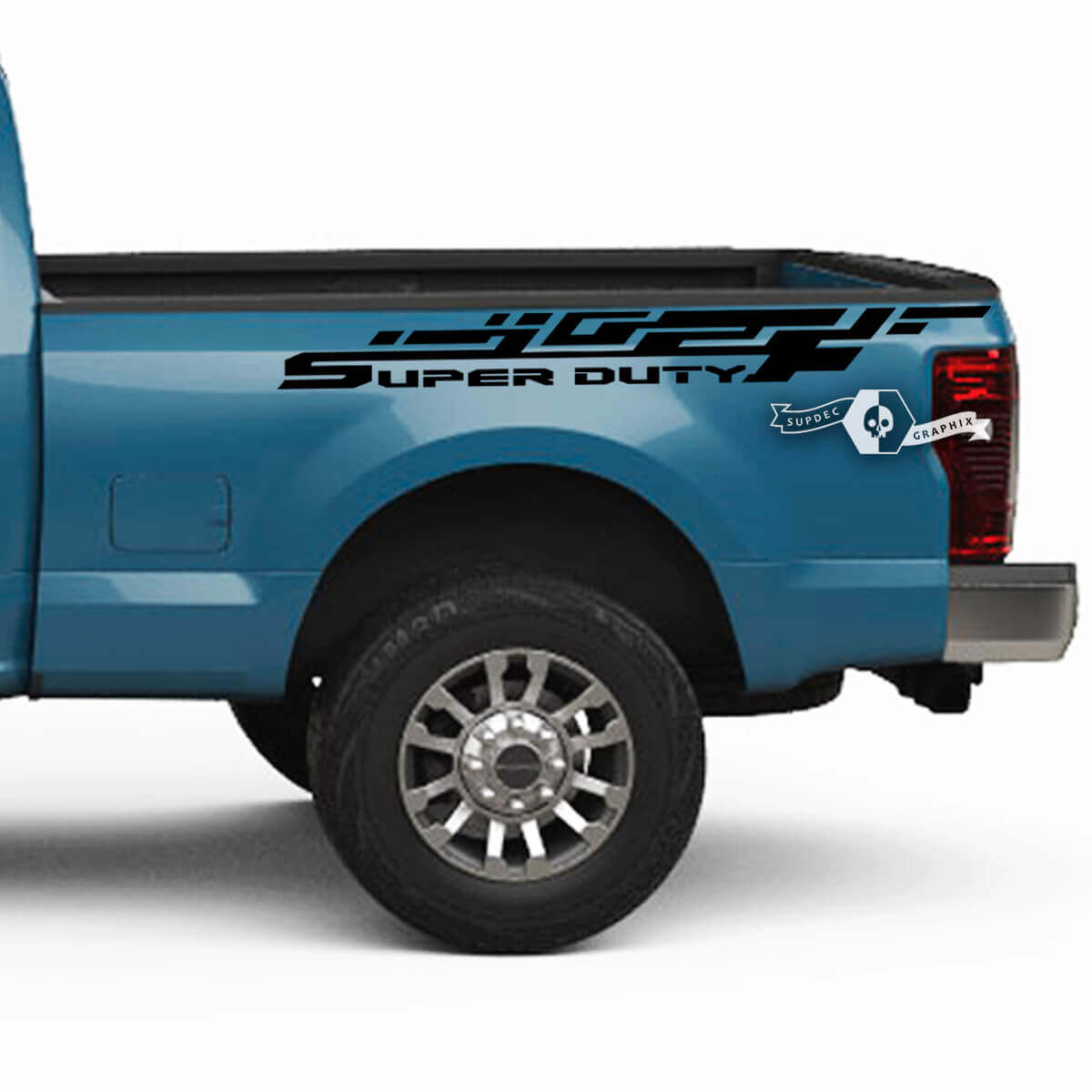 Coppia Musclecar Super Duty 2023 Bed Fender Geometry Logo Decalcomanie Adesivi laterali Grafica Vinile
