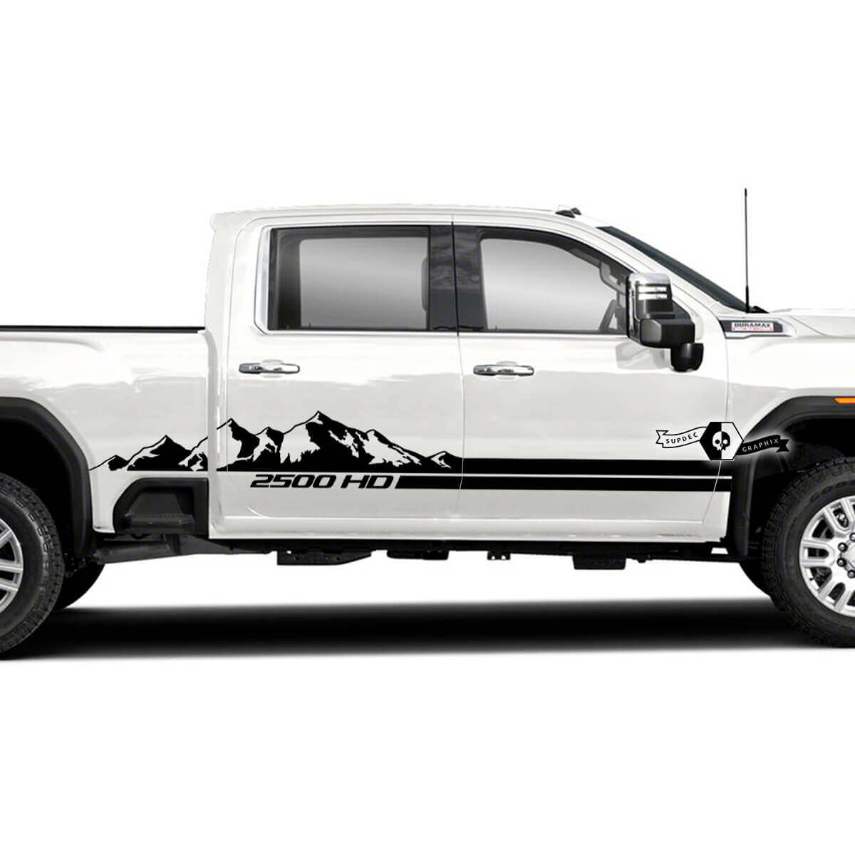 Kit di adesivi in vinile con strisce laterali Mountain Style per GMC Sierra 2500HD