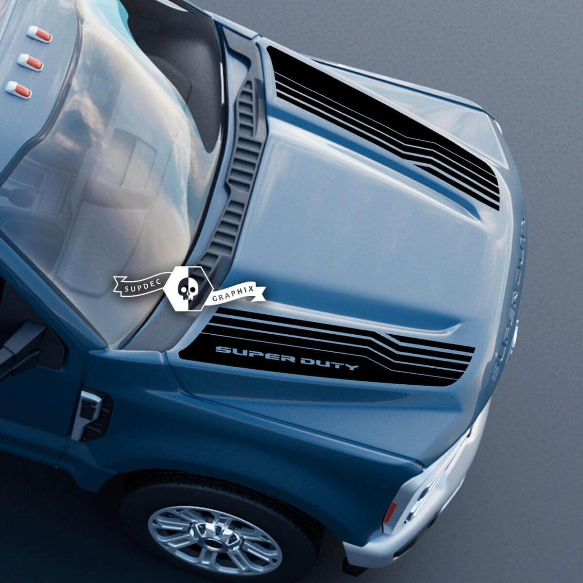 Hood Musclecar Super Duty 2023 Up Lines Dual Logo Decals Adesivi Grafica Vinile
