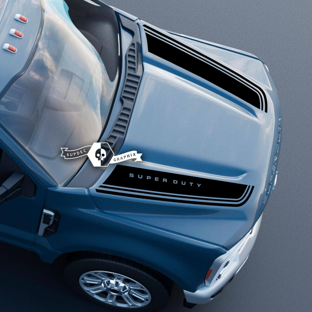 Hood Musclecar Super Duty 2023 Up Lines Dual Logo Trim Decalcomanie Adesivi Grafica Vinile
