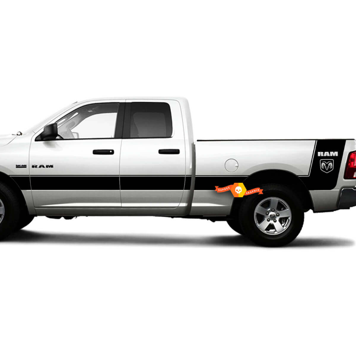 Kit adesivi in vinile a strisce laterali stile Hemi per Dodge Ram 1500 2500