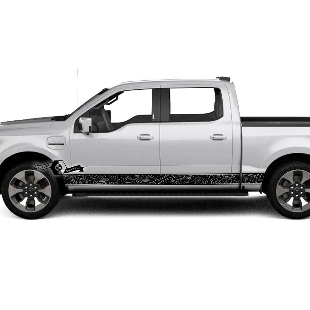 Coppia Musclecar truck Lightning 2022 2023 Rocker Panel Logo Stripes Corpo Porte Decalcomanie Adesivi laterali Grafica Vinile
