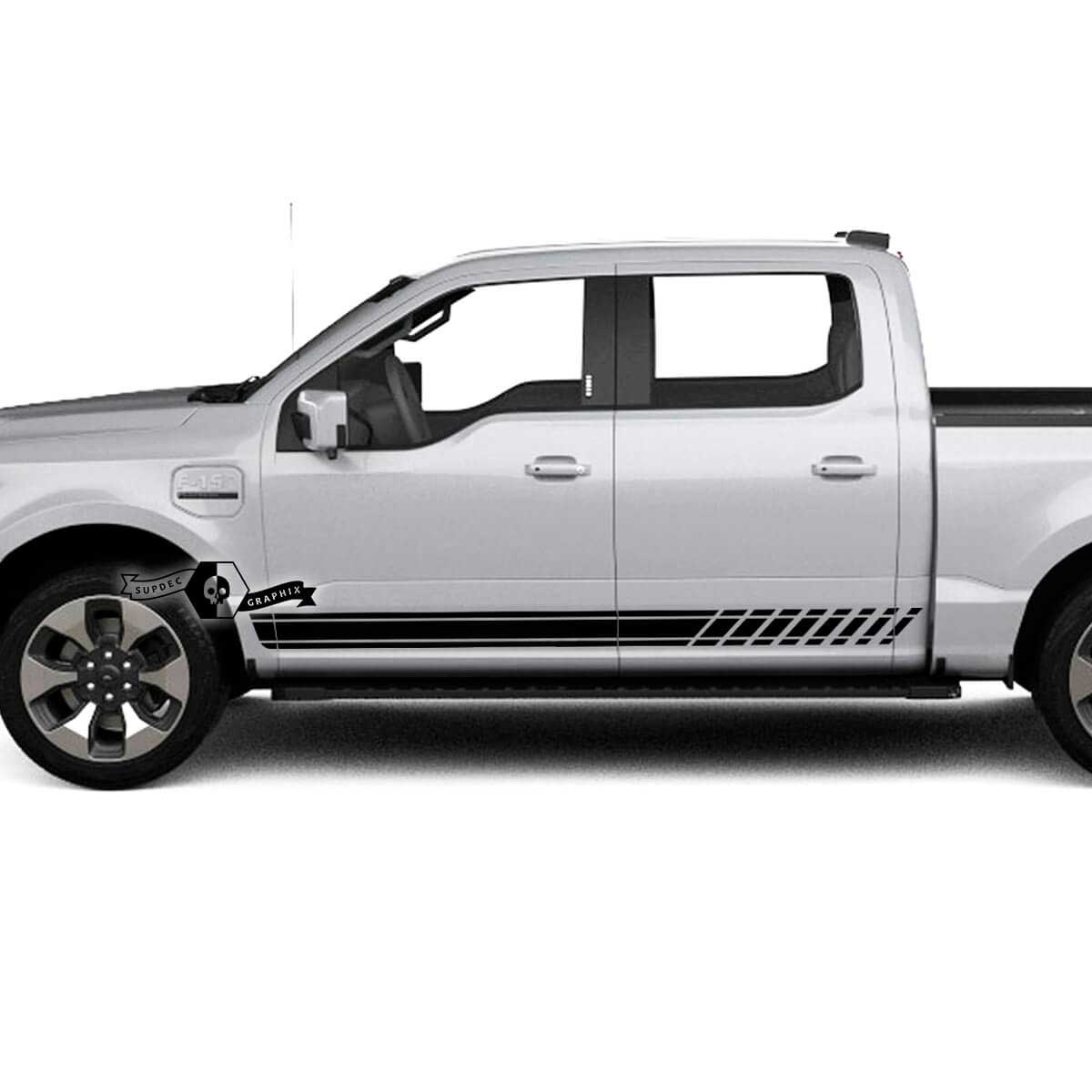 Coppia Musclecar truck Lightning 2022 2023 Pannello a bilanciere Linee Strisce Corpo Porte Decalcomanie Adesivi laterali Grafica Vinile
