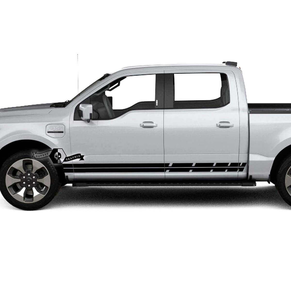 Coppia Musclecar truck Lightning 2022 2023 Rocker Panel Lines Stripes Corpo Decalcomanie Adesivi laterali Grafica Vinile
