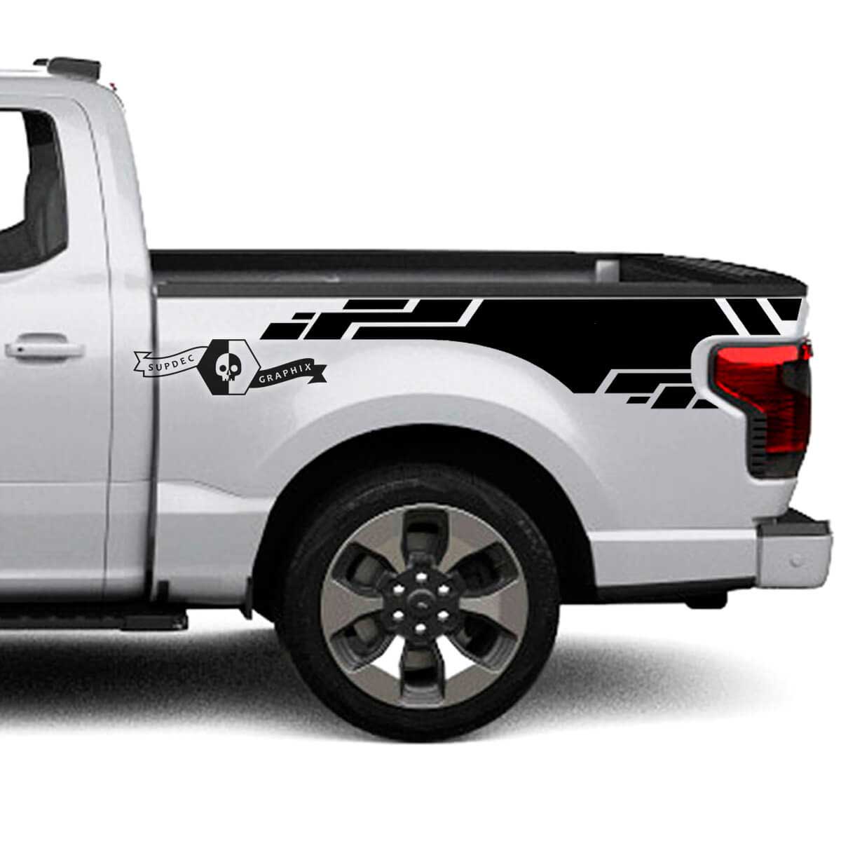 Coppia Musclecar truck Lightning 2022 2023 Logo Fender Bed Lines Corpo Decalcomanie Adesivi laterali Grafica Vinile Supdec Design
