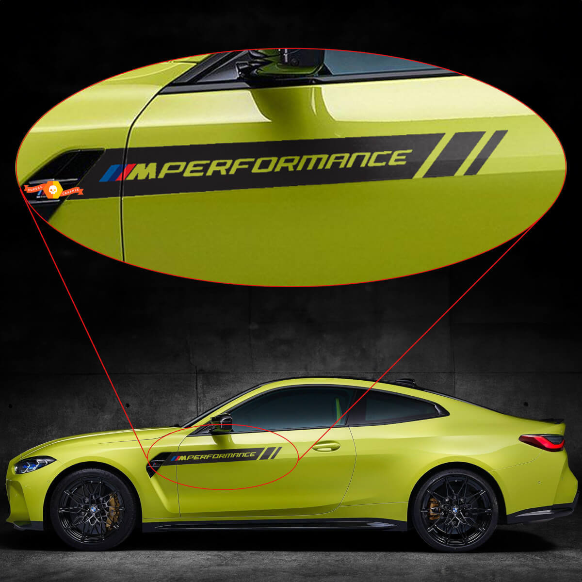 Adesivo vinilico decalcomania M Performance Portiere Laterali per BMW M4 M3 G82 G83