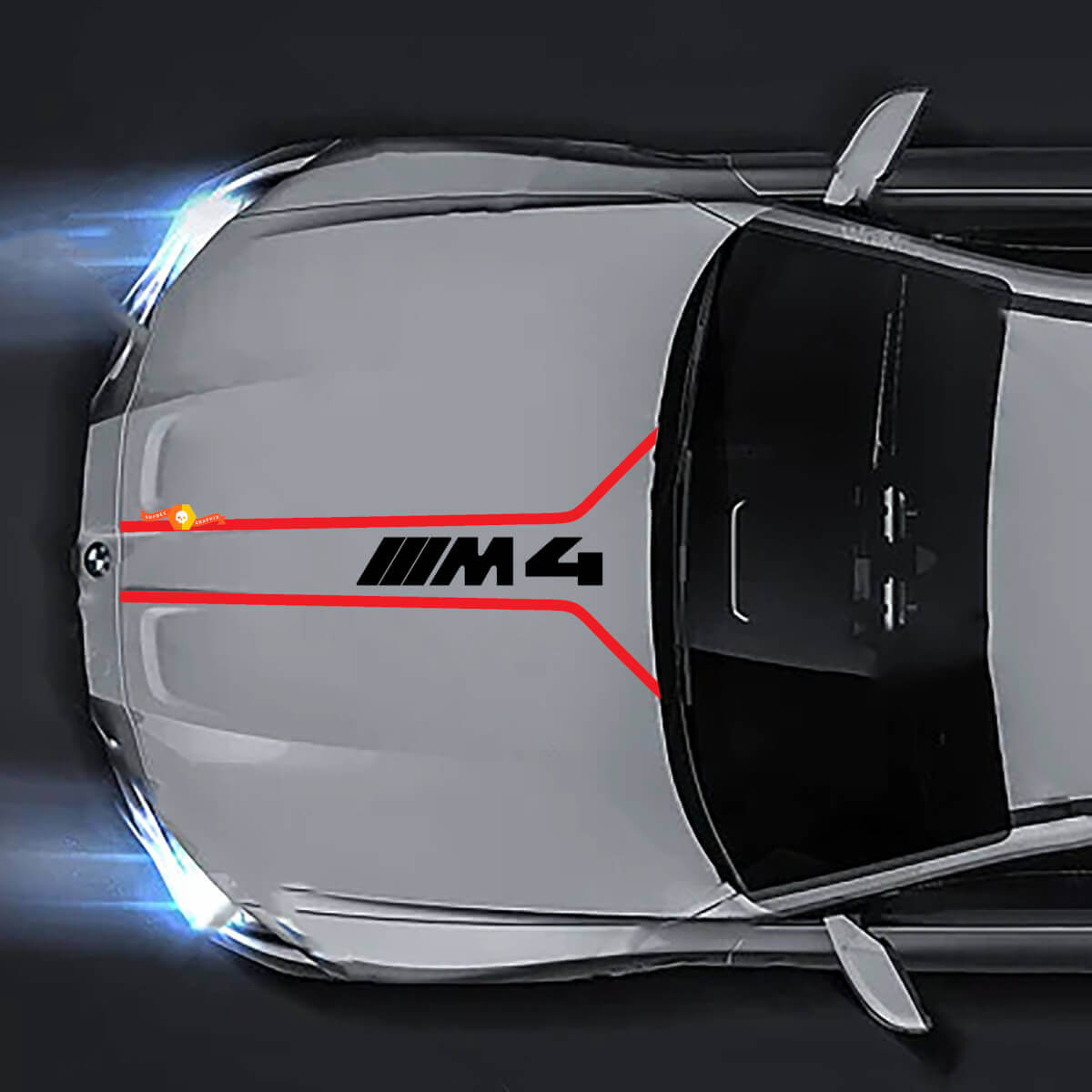 BMW M4 G82 G83 Linea cappuccio M Performance Adesivo in vinile con logo M4
