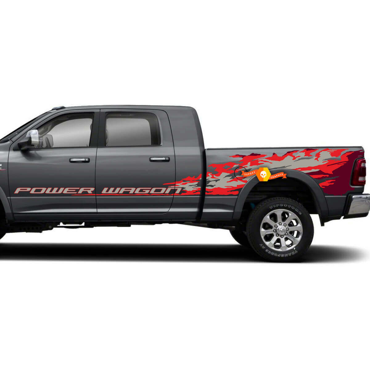 Kit adesivi laterali in vinile stile Power Wagon Splash per Dodge Ram