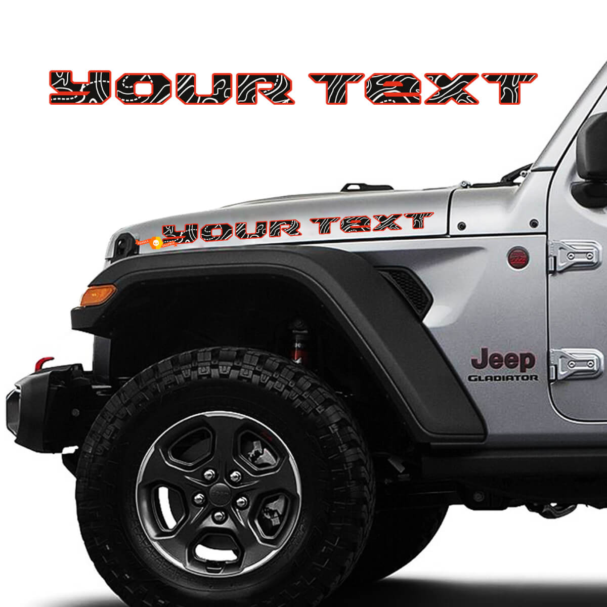 2x adesivi per decalcomanie per cofano per la mappa topografica Jeep Gladiator 2019-2023 Topo
